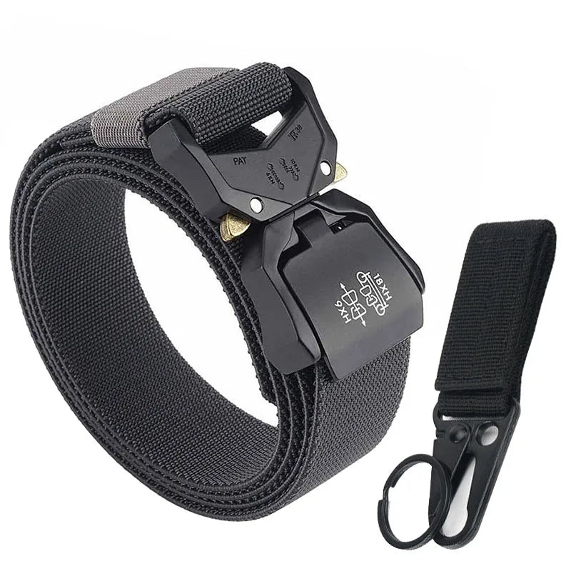 VATLTY 140cm Elastic Belt For Men Aluminum Alloy Quick Release Buckle Strong Nylon Tactical Belt Male Military Accessories