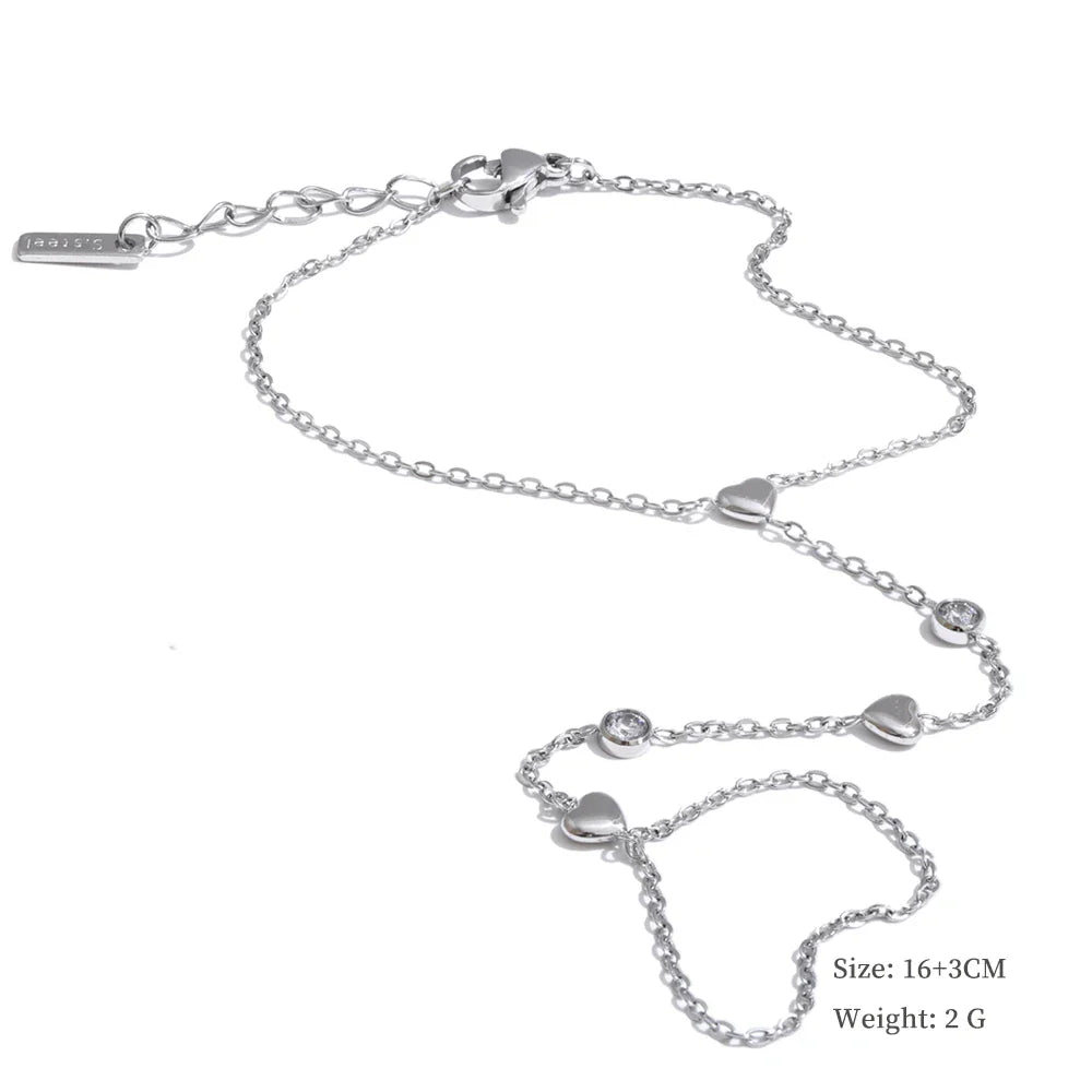 Yhpup Hot Style Zirconia Round Back of Hand Chain Finger Bracelet Bangle Stainless Steel Chic Fashion Jewelry Wholesale 2025 New