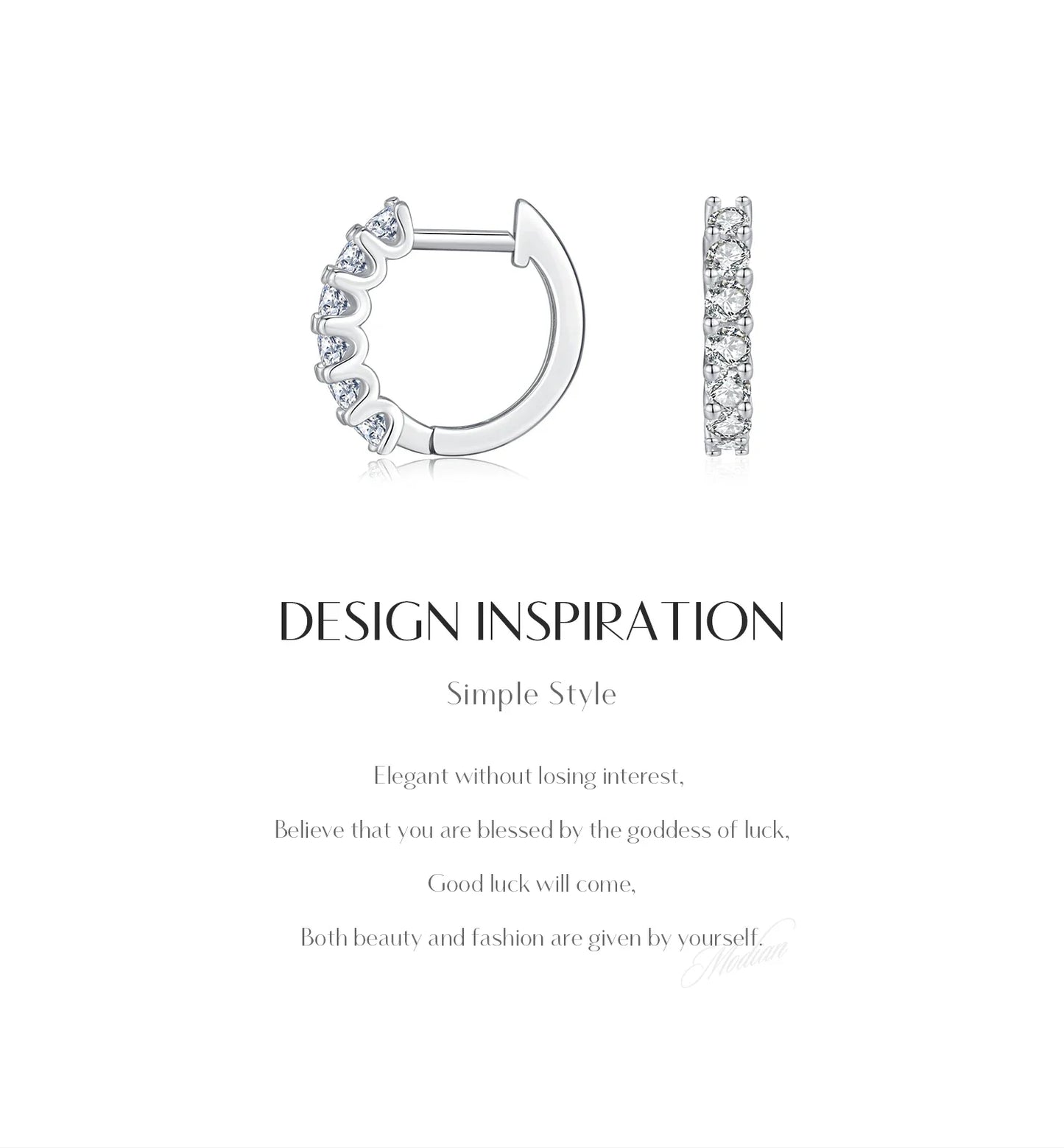 MODIAN D Color Moissanite Small Hoop Earrings 925 Sterling Silver Hollow Sparkling Ear Buckles For Women Wedding Fine Jewelry