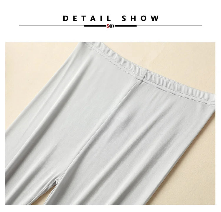 Women Silk Leggings Solid Slim Ankle-length Tights Anti Emptied Bottoming