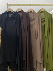 Soft Crepe Modest Khimar Abaya Dubai Islamic Arab Muslim Modal Jersey Hijab Dress