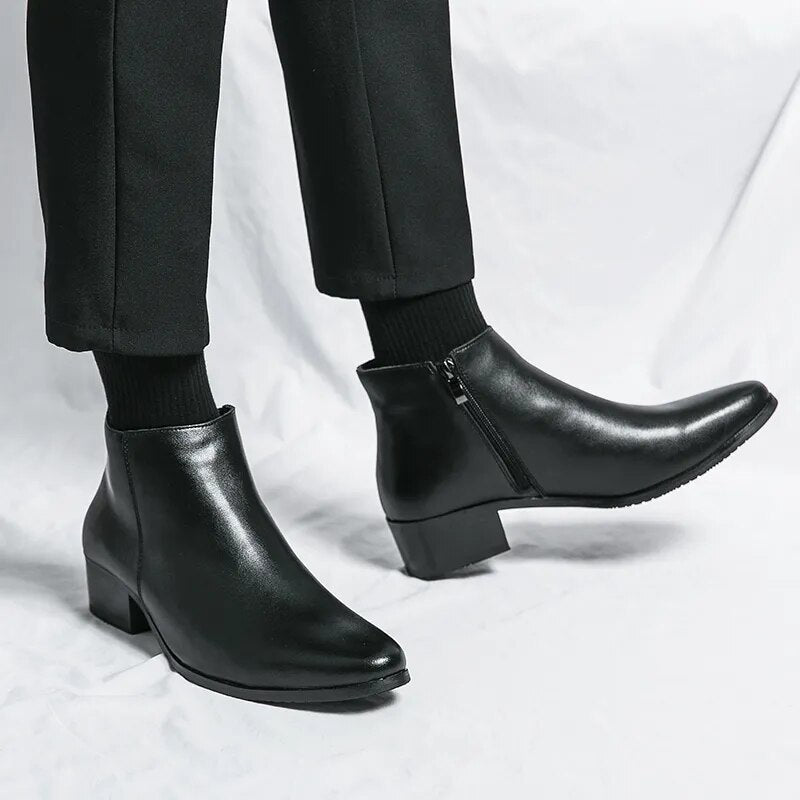 Fashion Men Military Boots Stylish Male Shoes High Heels Men Casual Leather Boots