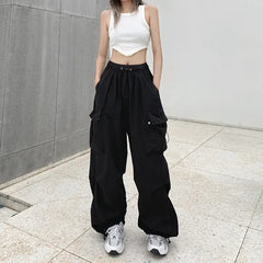 Y2k Women Streetwear Wide Leg Cargo Pants Casual Baggy Pant Straight