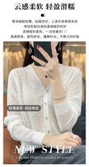 Summer Sunscreen Ice Silk Cardigan Women's V-Neck Long Sleeve Loose Knitted