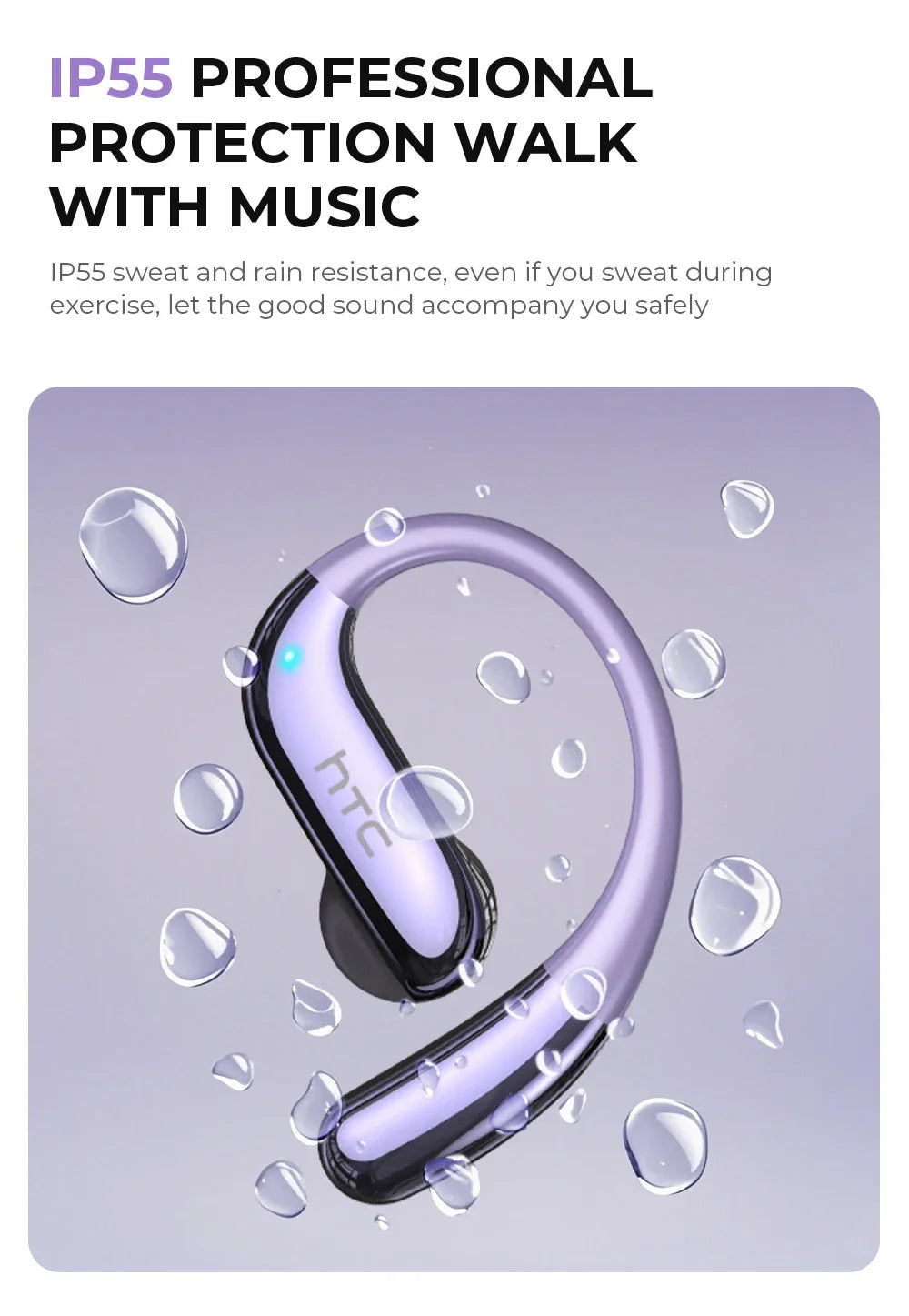 Translator HTC NE23 OWS Wireless Headphones 6.0 Translation Earphones Dual Noise Reduction Calls IP55 Professional Protection