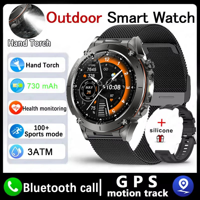 New Men Outdoors Sports Military GPS SmartWatch 10ATM Waterproof 730mAh High Battery Compass NFC HD Call For Android IOS Watch