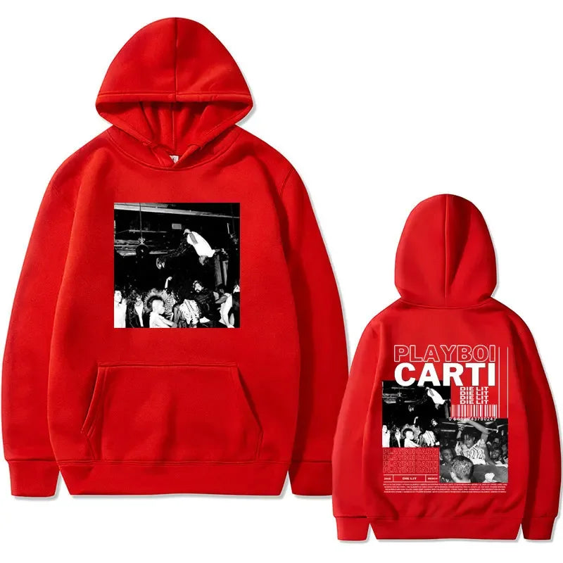 Hip Hop Rapper Playboi Carti Die Lit Music Album Hoodie Men's Fleece Cotton Sweatshirt
