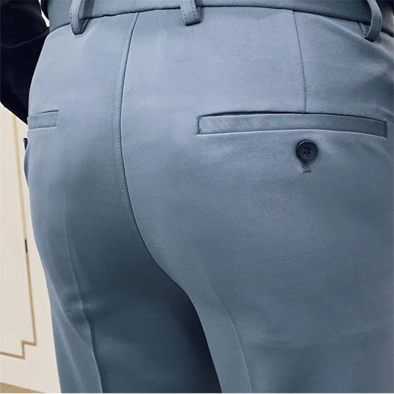 Mens Casual Slim Fit Dress Pants Streetwear Suit Pants Men High Quality Office Pants