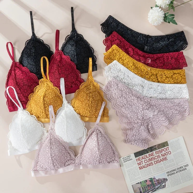 Beauty Back Women's Underwear Set Transparent Lace Push-up Lingerie Set