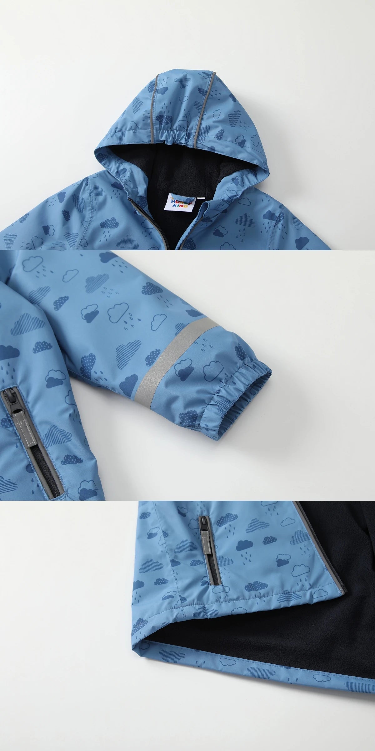 HONEYKING Boys Raincoat Suit Kids Clothing Set Comfortable Breathable Rain Suit with Jacket And Trousers for Children