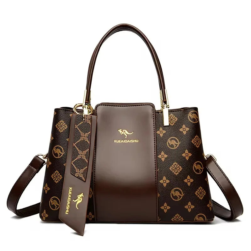 Brand Leather 3 Layers Alligator Crossbody Bag for Women Female Shoulder