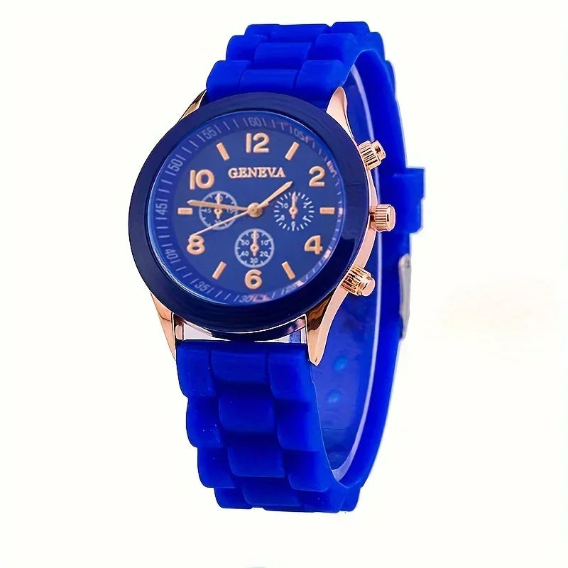 Stylish Round Pointer Quartz Watch, Triple Dial Silicone Watchband Sports Wristwatch For Women And Men, Ideal choice for Gifts