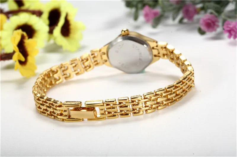 Ladies Gold Plated Watch Women Bracelet Quart Wristwatch Girl Analog Feminino Relojes Hour Luxury Watches Saati Clock