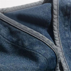 Japan Style Amekaji V-Neck Single Breasted Men Denim Jacket