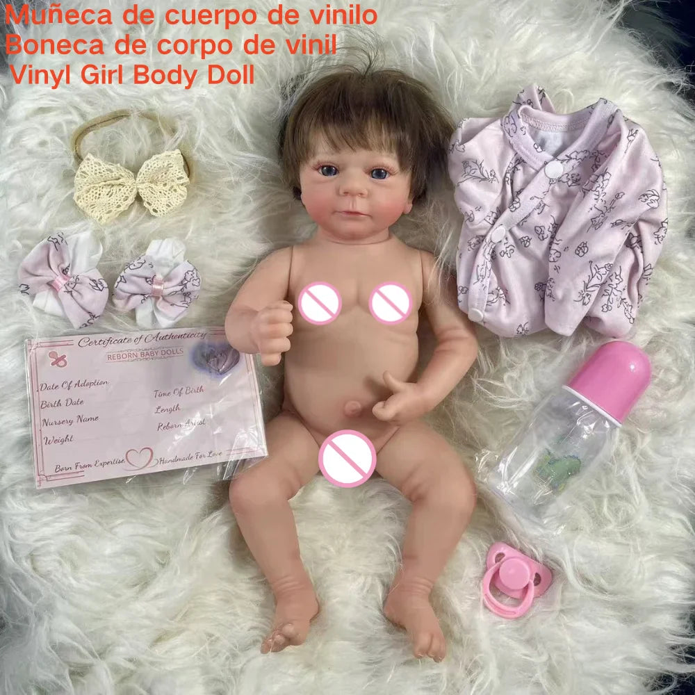 MRB 17-18Inch Finished Reborn Dolls Felicia Silicone Vinyl Or Cloth Doll Lifelike Adorable Newborn Girl Best Christmas Gift