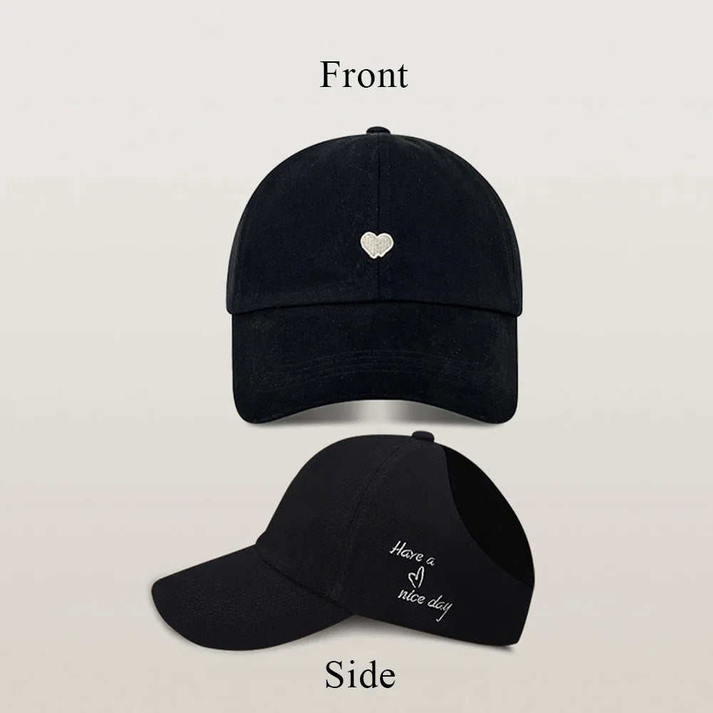 Kids Baseball Caps for Boys Girls Sun Hat Love Heart Hollow High Ponytail Caps Children Adjustable Baseball Caps for 4-12 Years