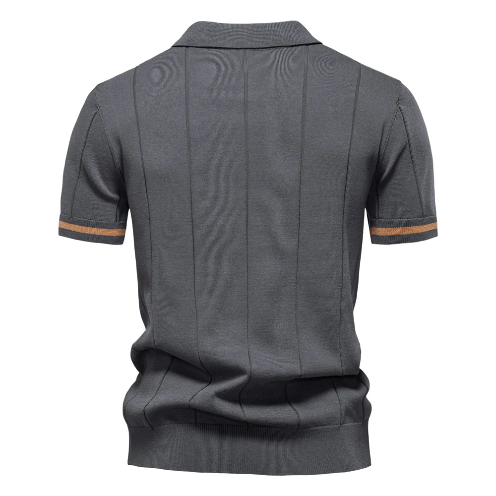 AIOPESON Men's Solid Color Sport Zipper Polo Shirt Athletic Social Polo Shirts for Men Office Slim Fit Polo
