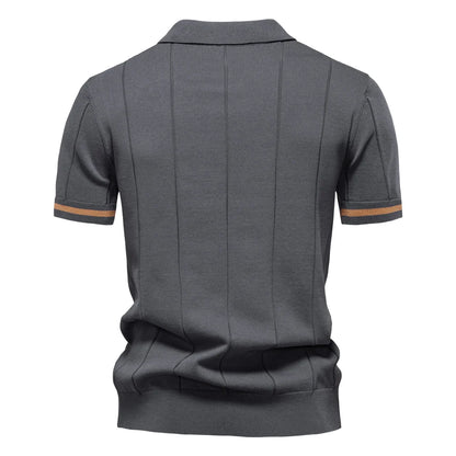 AIOPESON Men's Solid Color Sport Zipper Polo Shirt Athletic Social Polo Shirts for Men Office Slim Fit Polo
