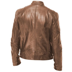 Top Layer Vintage Leather Clothes Men's Stand Collar Motorcycle Clothes