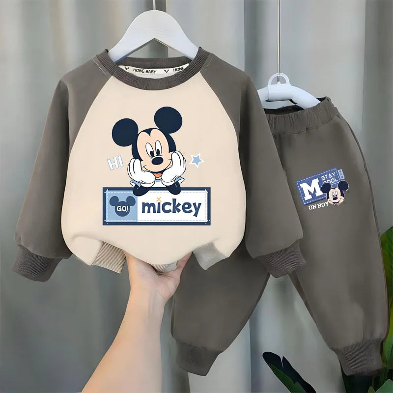 Kids Casual Sweatshirt Set Children's Splicing O Neck Hoodies and Pants 2pcs Sets Boys Tracksuit
