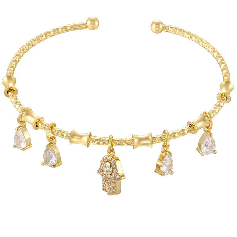 ZHUKOU candy charms bracelet for women Gold color romantic round charms bangles lady birthday gifts Man bracelet Jewelry VL338