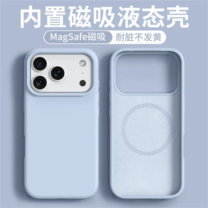 Magnetic Case For iPhone 17 Pro Max 17 Ari MagSafe Liquid Silicone Comfortable Feel Built in Flocking Protect Cover