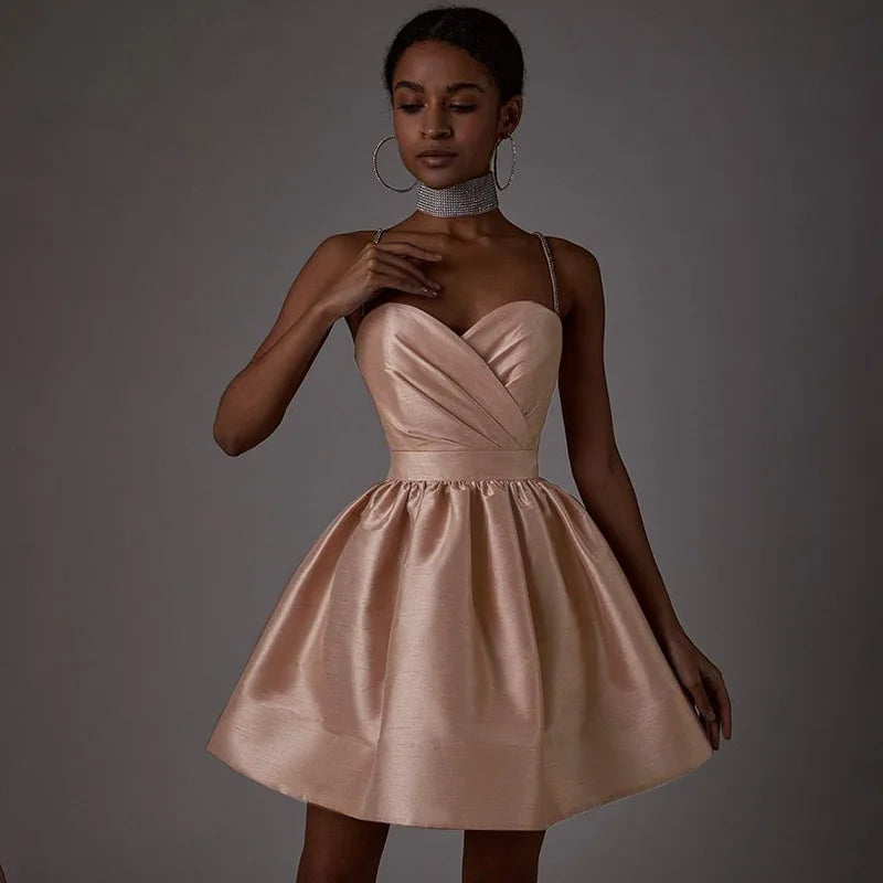 Evening Dresses: Women's Sleeveless Spaghetti Strap Mini Dress Ladies Y2k Retro