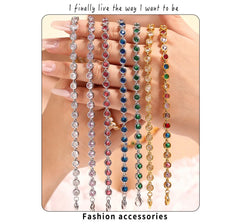 Multi Colors Stainless Steel Necklace Bracelet for Women Men Tennis Chain Stones