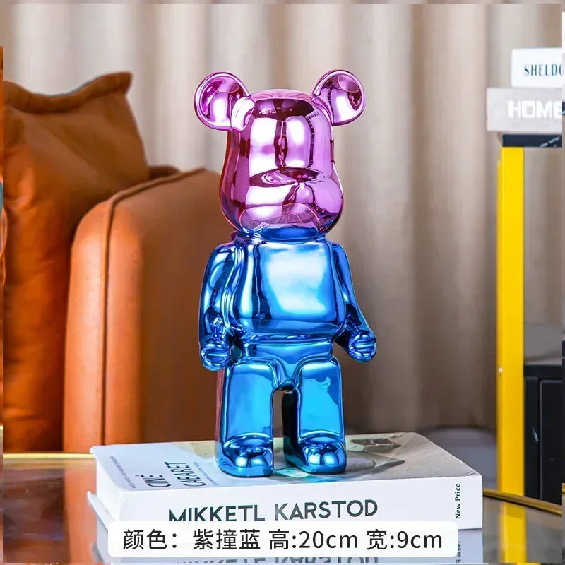 28cm Aesthetic Bear Figure Ceramics Plating Violent Bear Statue Animal Figurine Sculpture Luxury Living Room Decoration Ornament