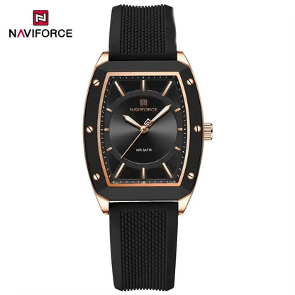NAVIFORCE Top Brand Women Tonneau Watches Fashion Ladies Quartz Watch Silicone Strap Gift Female Wristwatch Relojes Para Mujer