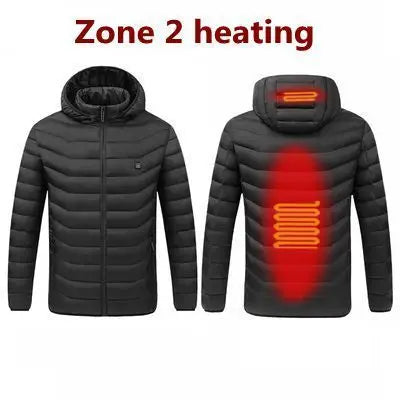 19 Areas USB Heated Jacket Men Winter Thermal Coat Electric Heating Jacket Hooded