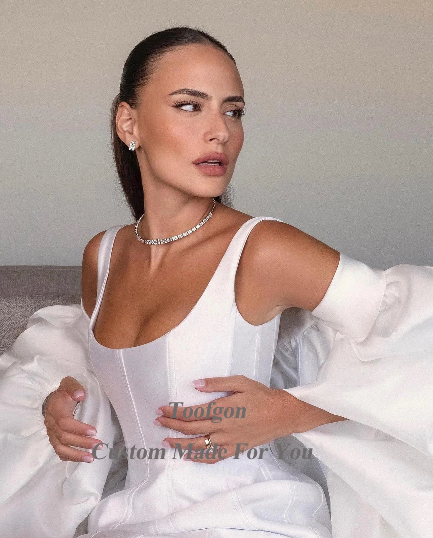 White Bridesmaid Dresses: Bride Dress For Wedding Long Sleeves Wrap Formal