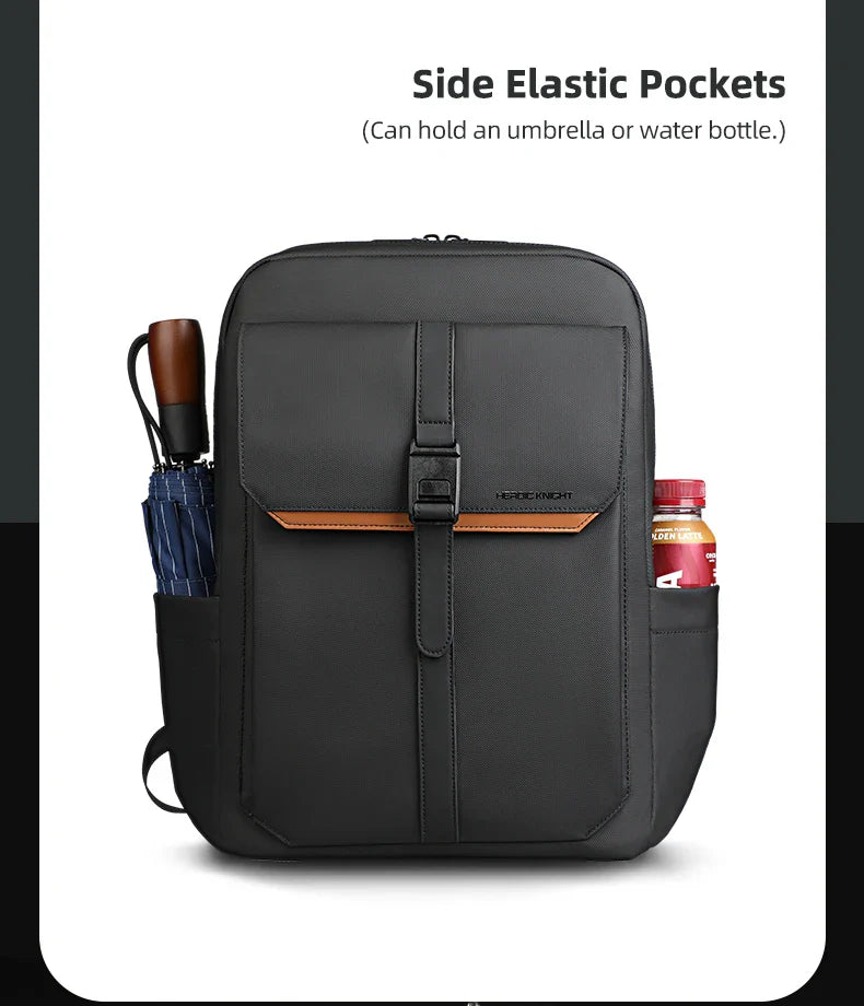 HK Stylish Business Backpack for Men Waterproof 15.6 inch Flap Laptop Backpack Multiple Pockets Casual Daypack for Work School