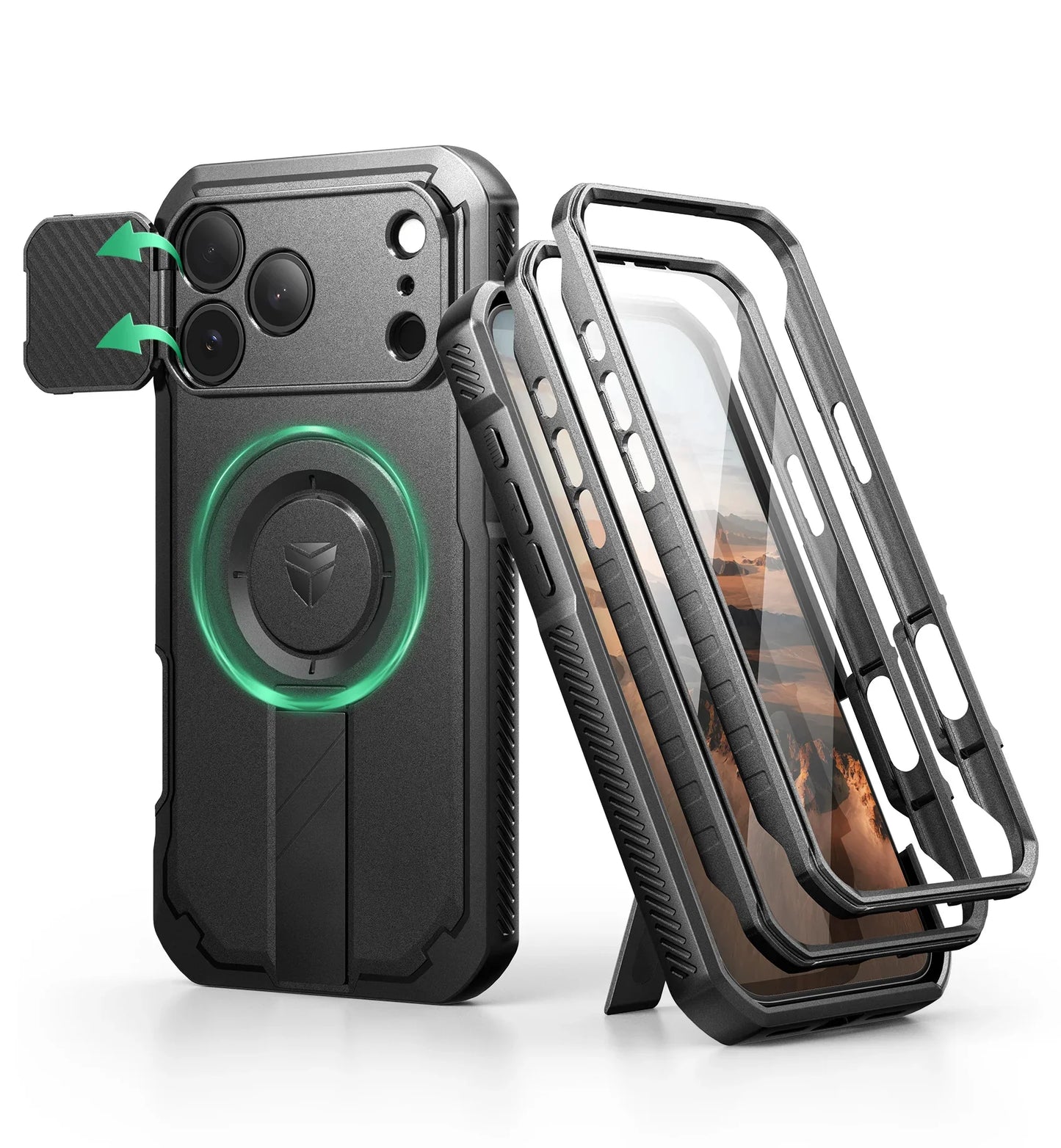 For iphone 17 Series case with Camera Cover & Adjustable Kickstand Compatible With MagSafe Shockproof  Magnetic Protective Cover