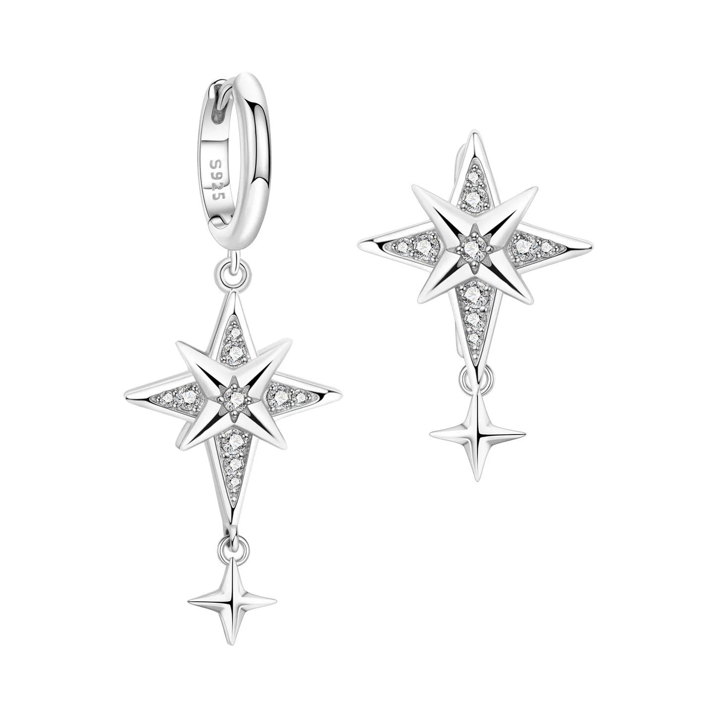 PANPOKI 925 Sterling Silver Multi Layer Starry Tassel Drop Earrings Women Earrings Charm Trend Versatile Party Jewelry Gifts