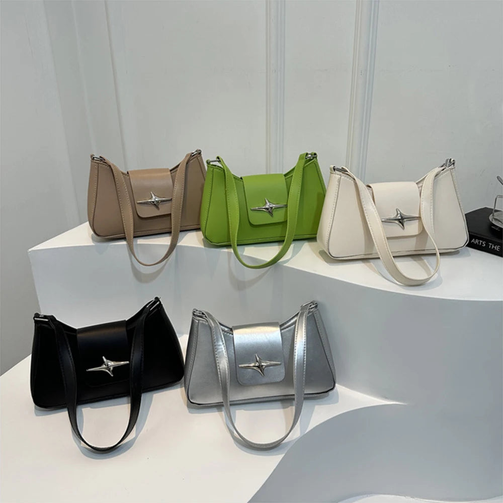 Fashionable and minimalist women's daily casual shoulder bag, PU material retro