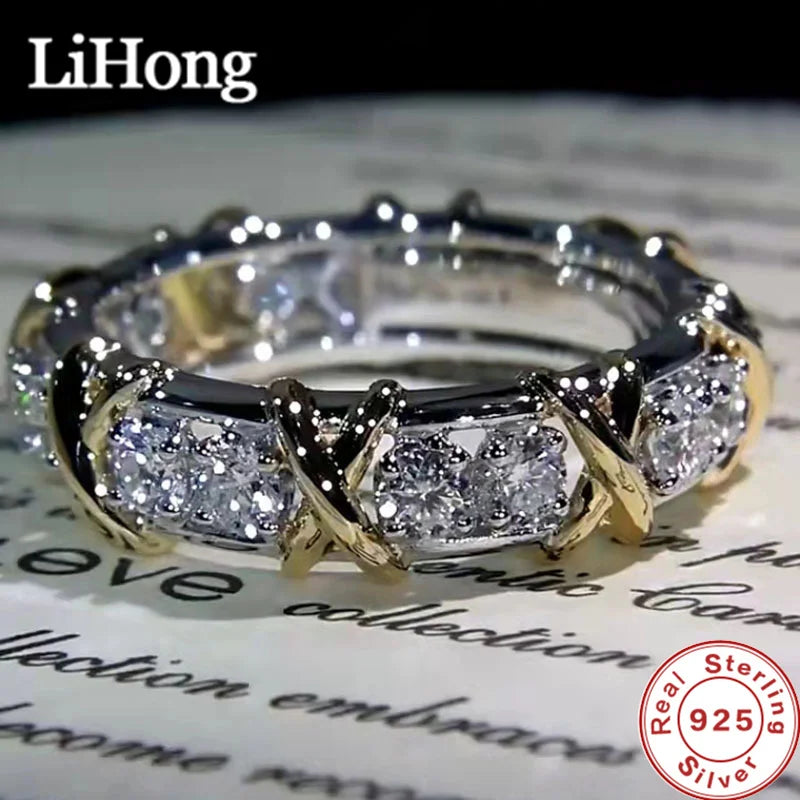 925 Sterling Silver Ring Interlaced With Aaa Zircon Crystal Ring