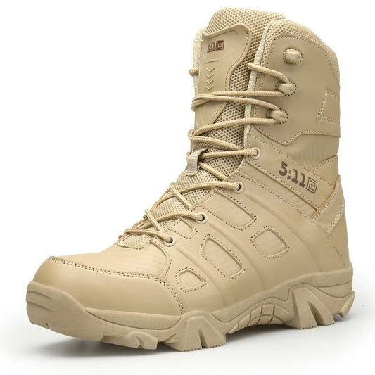 Mens Boots Fashion Desert Tan Military Tactical Work Water Proof Climb Side Zipper Design Ankle Combat Platform Plus Size39-47