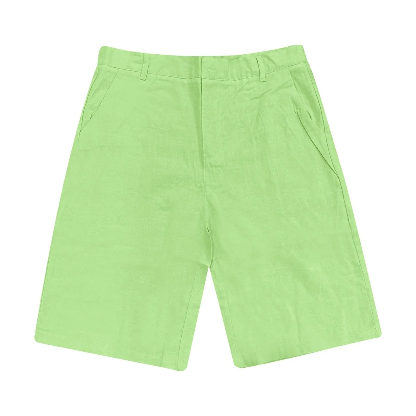 2025 Summer Cotton Linen Shorts for Men Solid Casual Button Pocket Beach Shorts Men's Comfortable Simple Vacation Leiture Pants