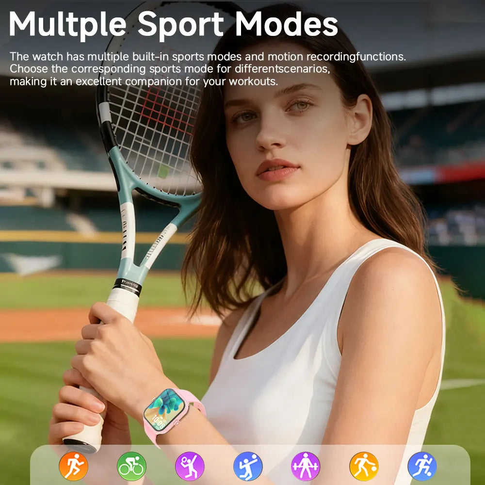 NEW Square Smartwatch Touch Screen Bluetooth Call Camera Control Music Play Message Push Sports Mode for Men Women Kids 2026