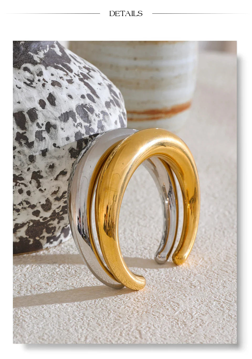 Yhpup 62mm Stainless Steel Smooth Expensive Chunky Cuff Open Bracelet Bangle Statement Texture High Quality Jewelry Gift