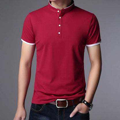 Men's Business Casual Polo Short Sleeve T-shirt Summer Comfortable and Breathable Solid  Top