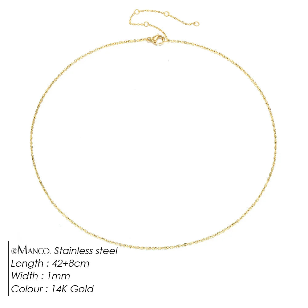 eManco Fine Chain Necklace Stainless Steel Gold Color Pendants Short Long Statement Women  Colar Gift Stainless Steel Jewelry