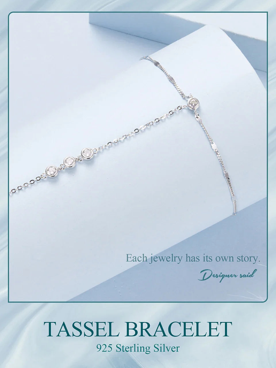 BISAER 925 Sterling Silver Finger Ring Bracelet Hand Chain Trendy Thin Dainty Stackable Chain Plated Gold for Women Fine Jewelry