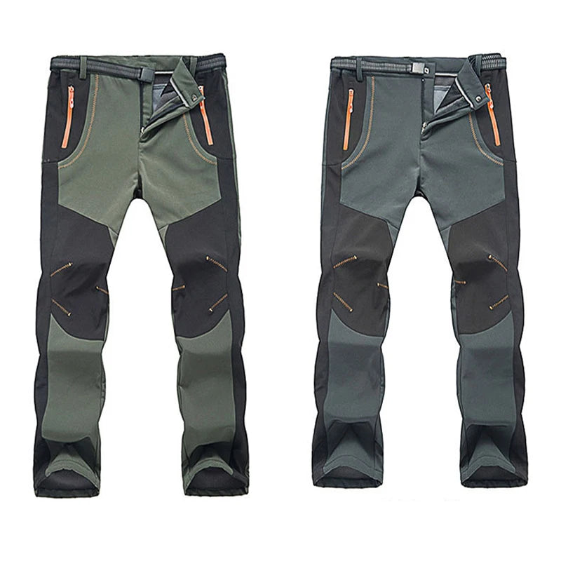 Warm Thick Work Pants Men Casual Fleece Soft Shell Trousers Winter Outdoor