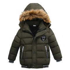 Keep Warm Autumn Winter Boys Jacket Fur Collar Hooded Baby Coat