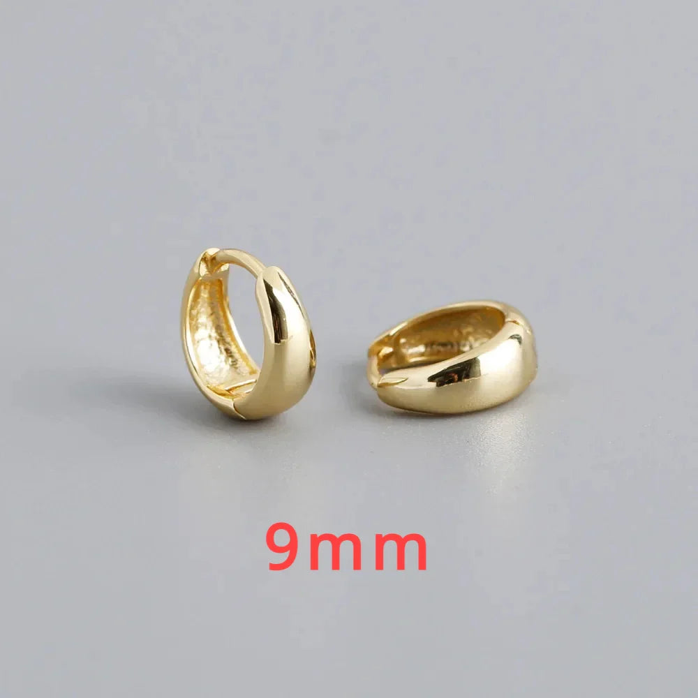 INZATT 100% 925 Sterling Silver 18K 6/7/8/9/10mm Round Hoop Earrings for Women Classic Fine Jewelry Minimalist Accessories