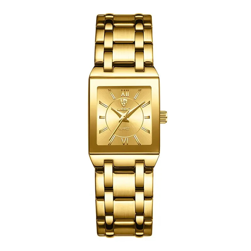 LiEBIG Luxury Golden Quartz Wristwatches For Female Girl Male Fashion 30m Waterproof Women Ladies Mens Watches Relogio Feminino