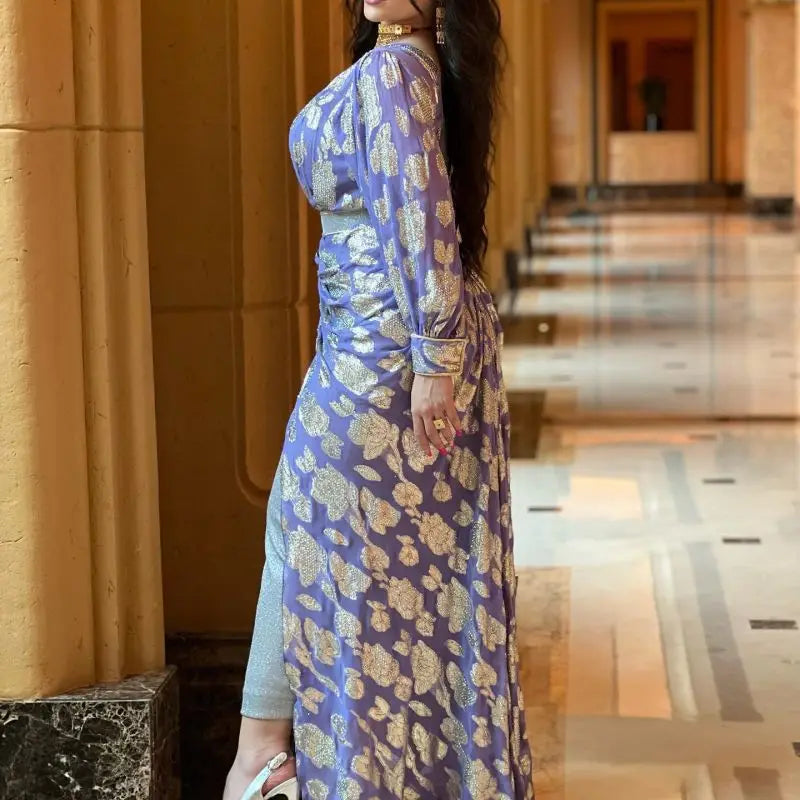 Evening Dresses V-Neck Mermaid Floor-Length Long Sleeved Chiffon Formal