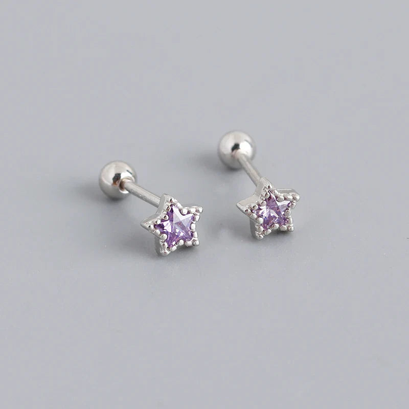 WANTME 925 Sterling Silver Fashion Korean Petal Screw Bead Stud Earrings for Women Charm Ear Bone Piercing Jewelry Accessories